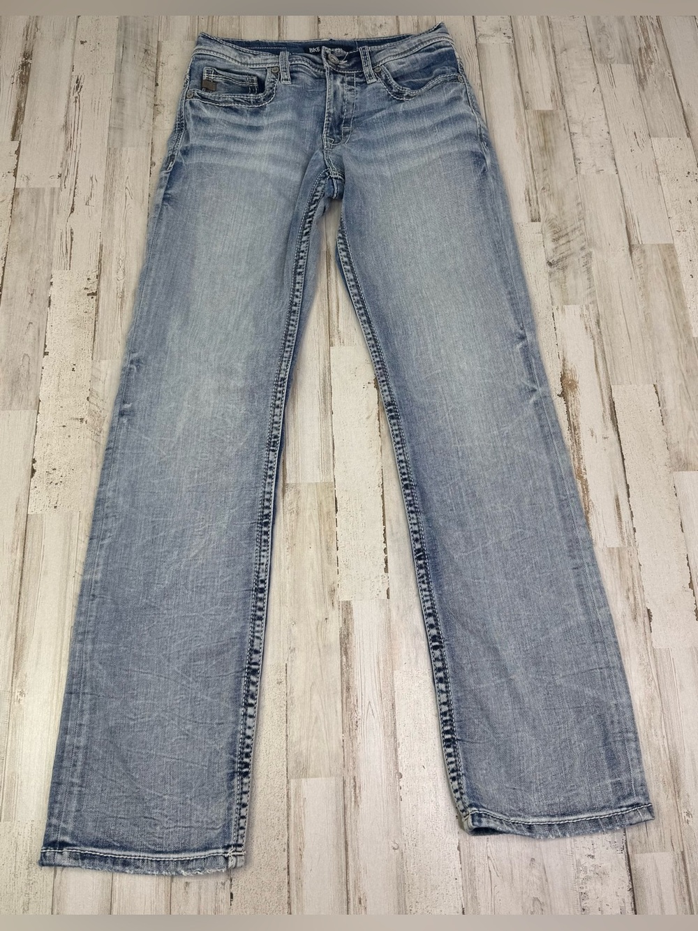 BKE Jake Straight Leg Jeans Mens 28x33 Light Wash Durable Denim Blue